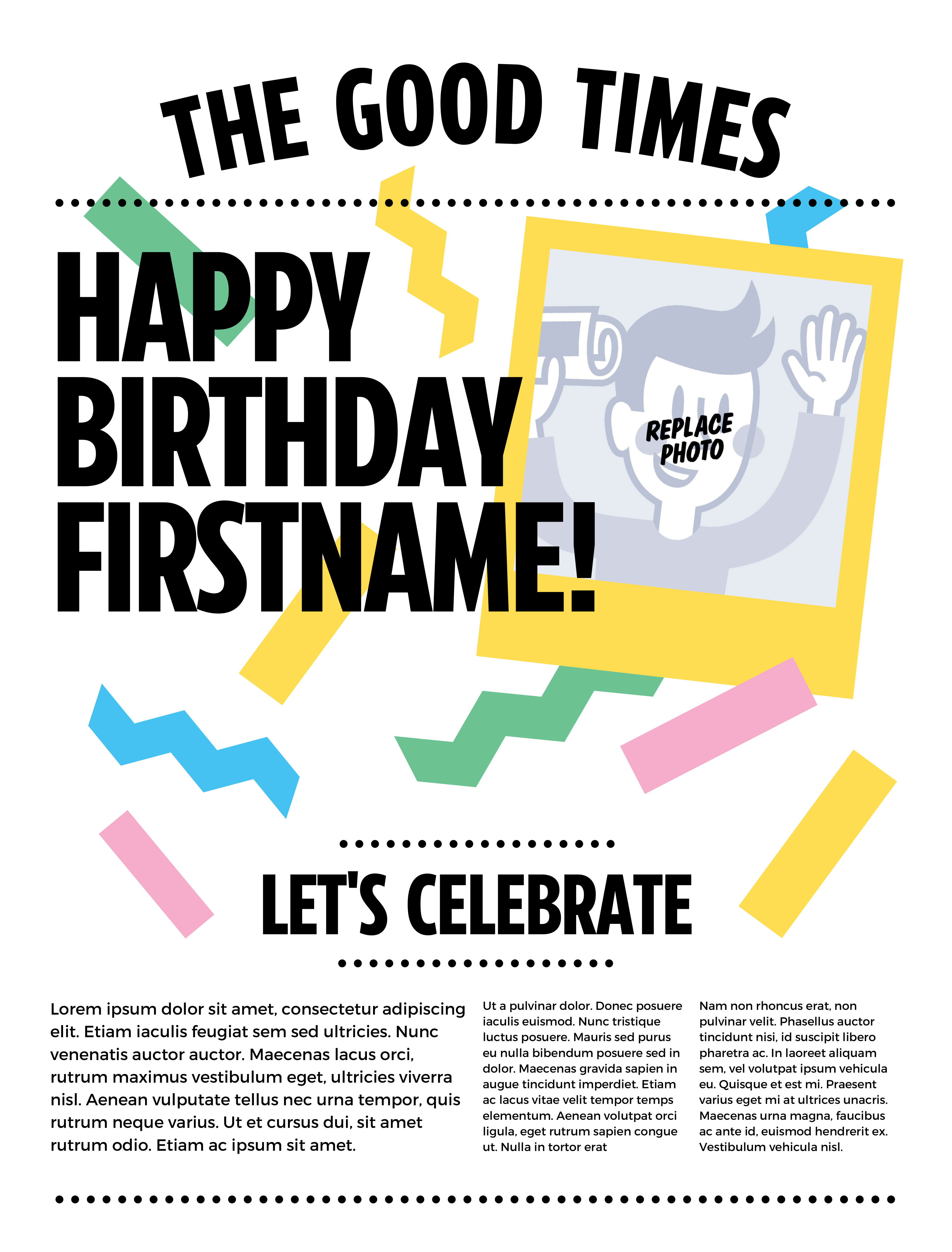 Front cover of Celebration Tabloid template