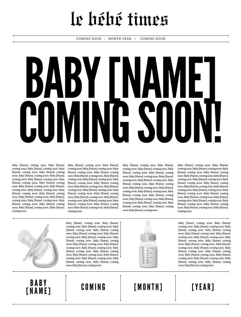 Front cover of Chantal’s Baby Announcement Tabloid template